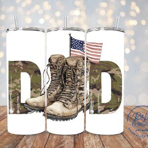 Military Dad Boots 20oz Tumbler, Father's Day Gift, Military Appreciation